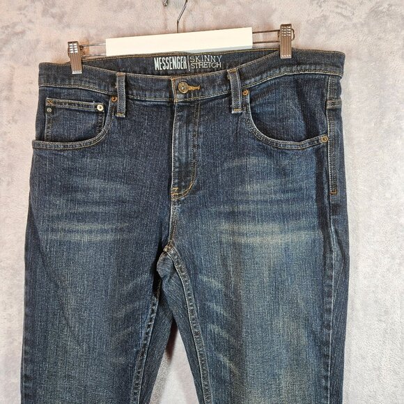 Freeworld Mens 38 Messenger Skinny Stretch Dark Wash Jeans hipster casual retro - Picture 3 of 14
